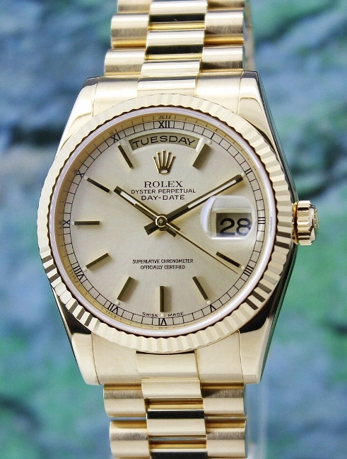 (image for) ROLEX 18K YELLOW GOLD OYSTER PERPETUAL DAY-DATE - 118238